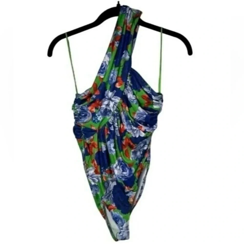 NWT Zara Floral Asymmetrical One Shoulder Bodysuit (S)